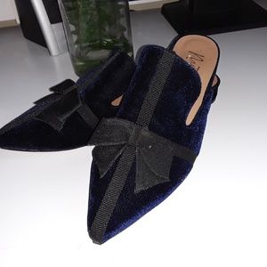 Velvet Bow Mules